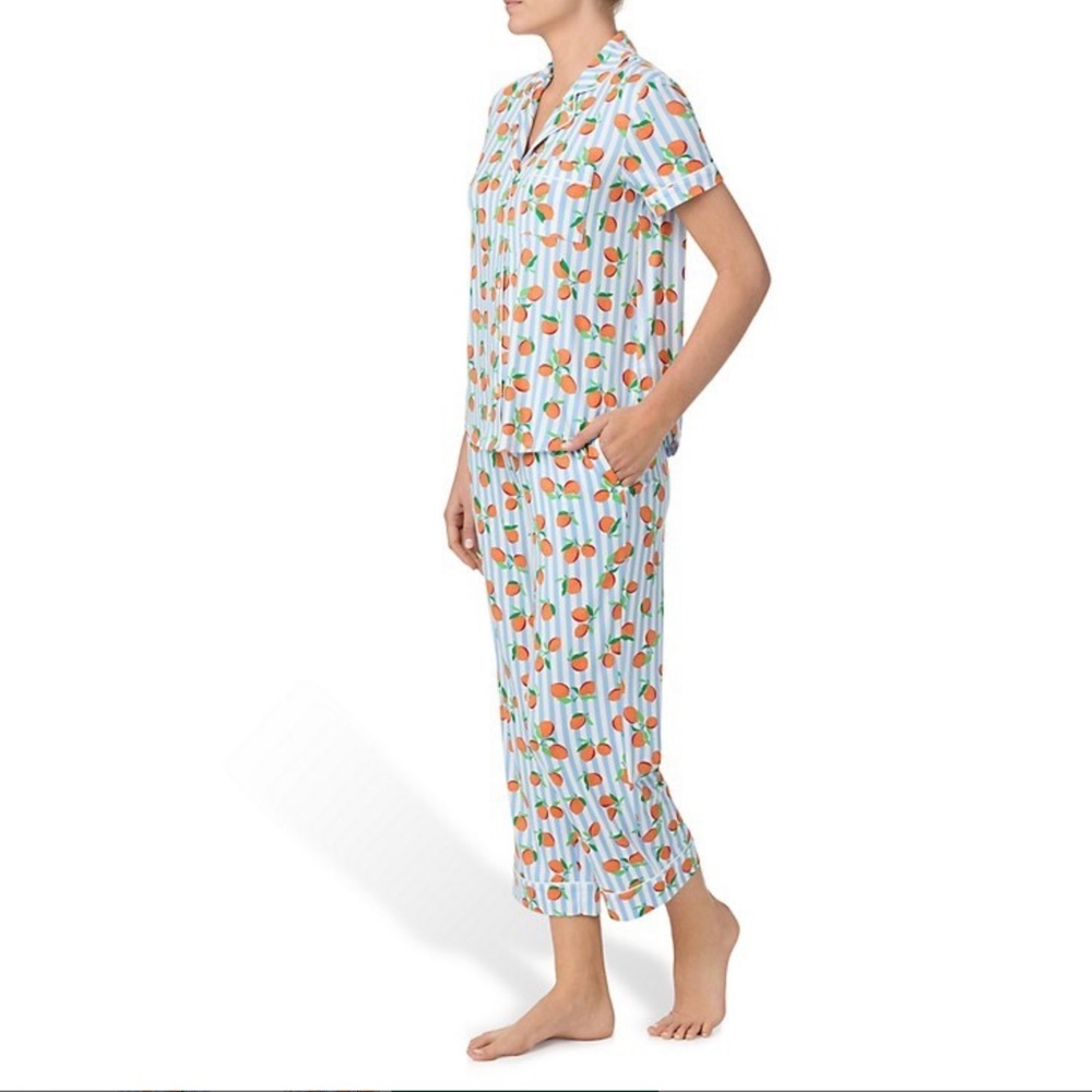 NWT Super cute 🍊Kate Spade Cropped Printed Pajama Set Size Large - Picture 4 of 5